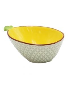 Pineapple shaped bowl, ceramic, yellow, 11x9 cm
