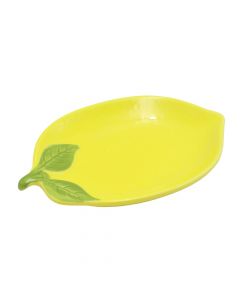 Lemon shaped bowl, ceramic, yellow, 15x10 cm