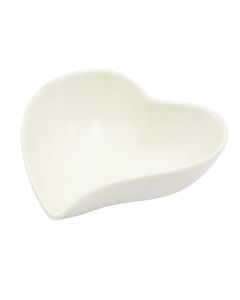 Heart-shaped antipasti bowl, ceramic, white, 9.5x10 cm