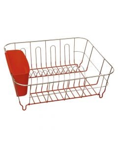 Kullesë pjatash, PVC/metal, e kuqe, 36.5x32.5xH13 cm