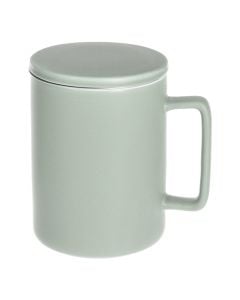 Nature tea cup with lid and filter, ceramic/stainless steel, menthol, 40 cl