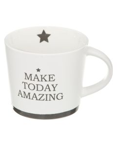 Happy teacup, ceramic, white, 32 cl