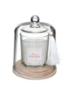 Scented candle with glass holder, Orange aroma, white color, 9 cm