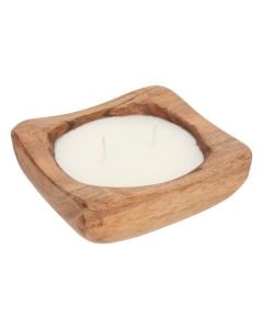 Scented candle with ceramic holder, floral scent (Linum), white, D12.5 x H5 cm, 150 g
