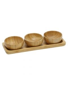 Set of cocktail bowls (PK 3), bamboo, brown, 21x7 cm