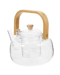 Teapot with filter, glass, transparent, H10 cm / 1.2 Lt