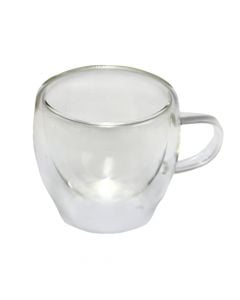 Double glass coffee cup, glass, transparent, 80 ml