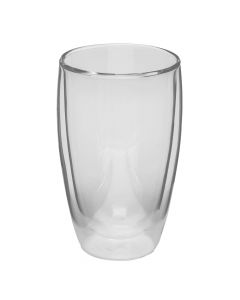 Double glass water/liquid drinking glass, glass, transparent, H13.5 cm / 450 ml