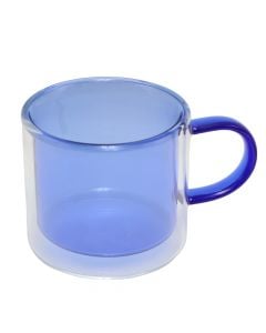 Double glass tea cup, glass, different shades, H7.5 cm / 240 ml