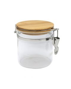 Hermetic jar with bamboo lid, glass/bamboo, transparent, H10.5 cm / 600 ml