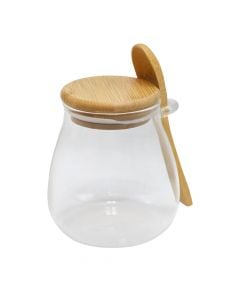 Conservation jar with bamboo lid, glass/bamboo, transparent, H9 cm / 400 ml