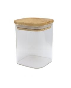 Conservation jar with bamboo lid, glass/bamboo, transparent, H10 cm / 450 ml