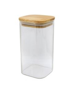 Kavanoz konservimi me kapak bambu, qelq/bambu, transparente, H16 cm / 700 ml