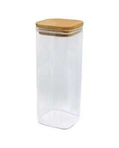 Conservation jar with bamboo lid, glass/bamboo, transparent, H20.5 cm / 1 Lt
