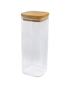 Kavanoz konservimi me kapak bambu, qelq/bambu, transparente, H20.5 cm / 1 Lt