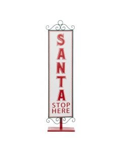 Tabelë dekoruese Santa, metal, e bardhë/e kuqe, 21.5xH86 cm