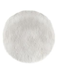 Round fur rug, polyester+acrylic, white, Dia.90 cm