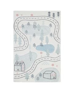 Children's carpet Fantasia Nordic, modern, synthetic yarn, blue/white, 100x150 cm