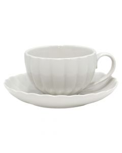 Filxhan çaji me pjatë Romy, porcelan, e bardhë, Dia.6xH4.4 cm / 22 cl