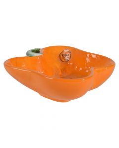 Pepper-shaped cocktail bowl with 2 compartments, dolomite, orange, 16x13.5xH5 cm