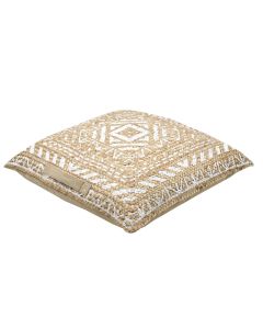 Nikaia decorative pillow, 50% cotton + 50% jute, beige with white, 60x60 cm