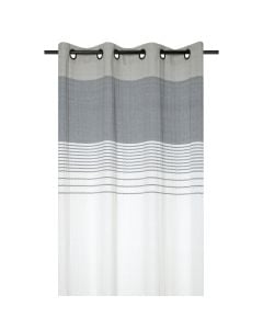 Escale full curtain with rings, cotton, white and grey, 140x260 cm