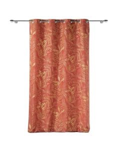Curtain with eyelets, 100% polyester, terracotta/gold, 140x260 cm