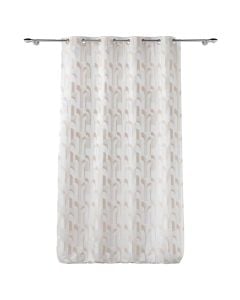 Perde e plotë me unaza, 100% poliestër, e bardhë, 140x260 cm