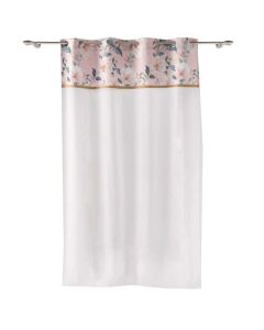 Net curtain with rings, 100% polyester, white and pink, 140x240 cm