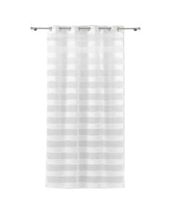 Net curtain with rings, 100% polyester cut-yarn, white, 140x260 cm