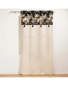 Curtain with eyelets, 100% cotton, beige and green, 140x240 cm