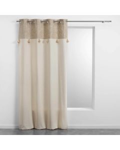 Perde e plotë me unaza, 65% poliestër dhe 35% pambuk, floriri, 140x240 cm