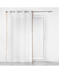 Perde e hollë me unaza, 100% poliestër, e bardhë, 140x240 cm