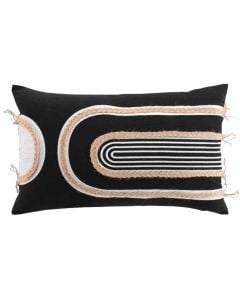 Decorative pillow, cotton and jute, black, 30x50 cm