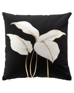 Jastëk dekorativ, pambuk, e zezë/floriri, 45x45 cm