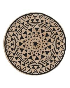 Circular Rug, jute, beige/black, Dia. 90 cm