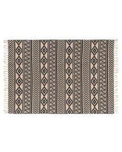 Rug, 85% cotton and 15% jute, beige/black, 120x170 cm