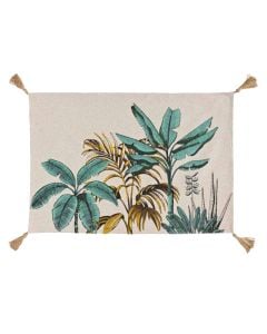 Rug, polycotton, white with floral motifs, 60x90 cm