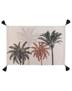 Rug, polycotton, white with palmanova design, 60x90 cm