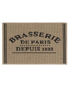 Kitchen rug Brasserie, polypropylene, brown with black letters, 50x80 cm