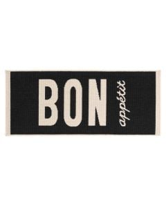 Kitchen rug Bon Appetit, polypropylene, black with white letters, 50x120 cm