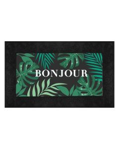 Door mat Bonjour, rubber, black/green, 45x75 cm