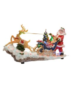 XMANS decorative Santa with reindeer, RGB, IP20, 220 V, 31.5x9x18cm, with movement