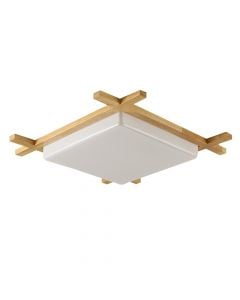 Ceiling lamp, LED, 15 W, N/A K, 40x40 cm, wood / acrylic