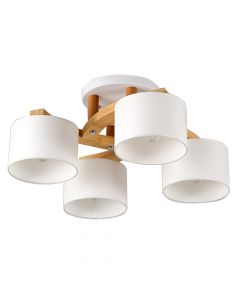 Ceiling Lights, 4x40 W, E27, 62x62x27 cm, wood / metal / textile