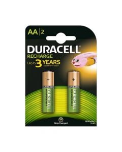 AA Batteries, Duracell, Rechargeable, NiMH , 1300mAh, 2pc/pack