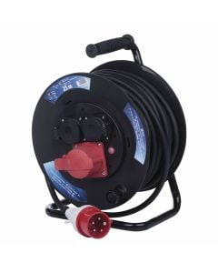 Zgjatues me baraban, 25m, 2xShuko+1xCCE 3P+N, 3x1.5 mm², 5000 W, H07RN-F, 230/400 V, IP44