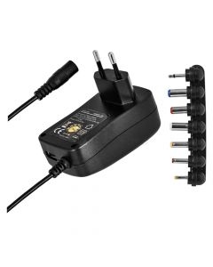Universal Switching-mode USB Power Supply, 1500 mA, with tips, USB 5V/2A/10W, 3 V, 4.5 V, 5 V, 6 V, 7.5 V, 9 V, 12 V