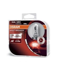 Car lamp, Osram, H4, 60/55 W, 12 V, +100 %, 130 m, 2 pc/pack