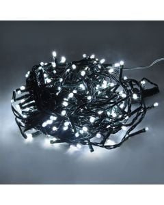 Varg ndriçimi LED, 10m, 5mm hapsire ndermjet LED, +3 m Kabull, 12W, 31V, IP44, 200L, 8 funksione,  6400K, Kabull jeshil